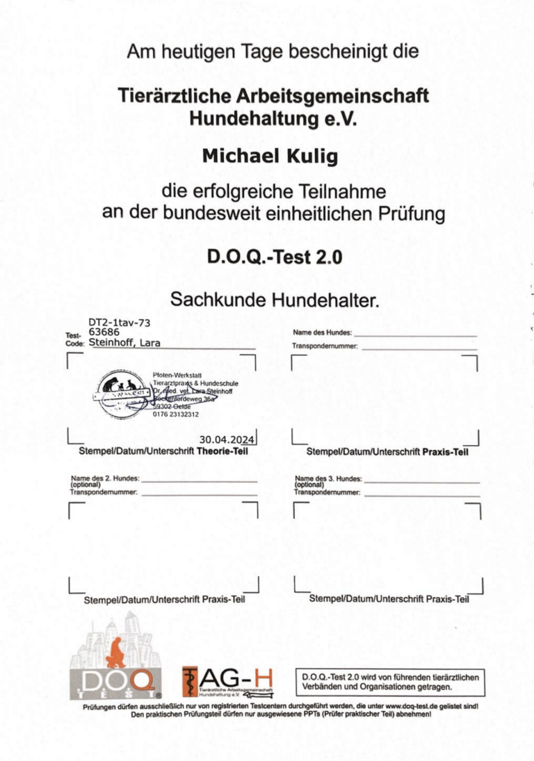 Bescheinigung DOQ Test_Kulig
