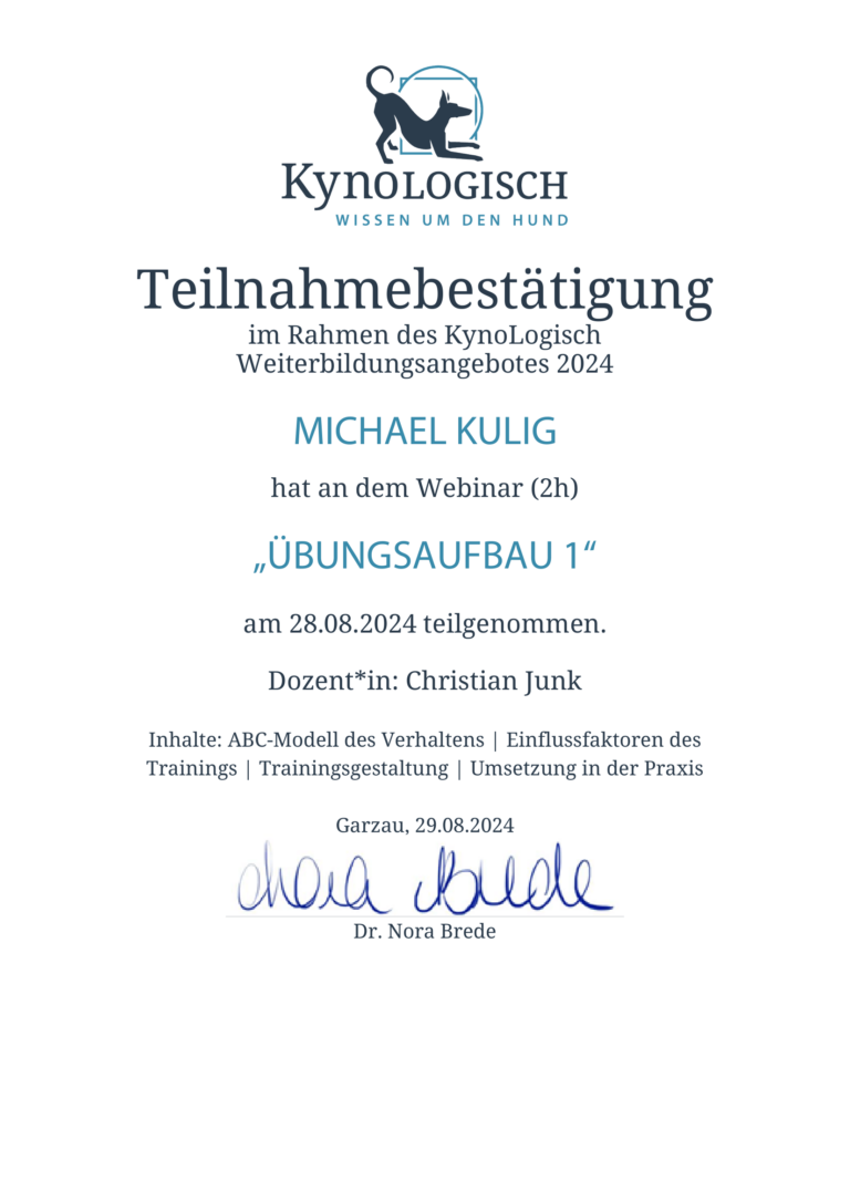 Kynologisch-Teilnahmebestaetigung-Uebungsaufbau1-Michael-Kulig-Hund