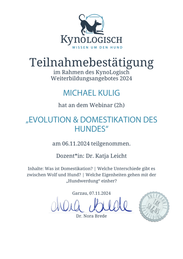 Evolution Domestikation des Hundes Kynologisch Michael Kulig