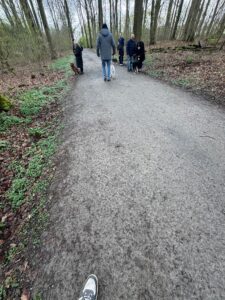 Social Walk in Dortmund Kirchlinde die Hunde gehen zwischen zwei Hunden durch